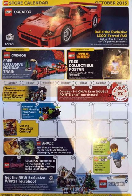 lego store calendario ottobre