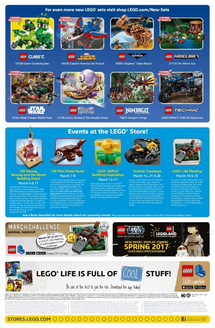 Calendario LEGO Store Marzo 2017