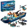 LEGO City Arctic Explorer Ship 60368 - Juego de juguetes de construcción, divertido regalo para niños y niñas de 7 años, con un barco flotante, helicóptero, bote, submarino ROV, naufragio vikingo, 7