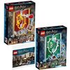 Lego Harry Potter 76409 Le Blason de la Maison Gryffondor, 76410 Le Blason de la Maison Serpentard & 30392 Serpentard et Bureau Hermione