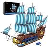 JMBricklayer Piratenschiff Bausteine, 40109 Technik Piraten Segelschiff Spielzeug, 3265 Teile Blaues Segel Piratenschiff Modellbausatz Klemmbausteine für Erwachsene und ab 10 Jahre Jungen