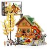 FUNWHOLE Mountain Cabin - Set di blocchi da costruzione, 2255 pezzi, con luce a LED, per adulti e ragazzi