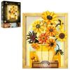 JMBricklayer Sunflower Art Building Toy Set with Light, 70004 Van Gogh Painting Wall Art Desktop Decor for Home Office Living Room, Sunflower Picture Frame Model Gift for Men Women Him Her (1166PCS)