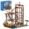 Mould King 11013 Technik Klemmbausteine Achterbahn mit Looping MOC Rollercoaster Vergnügungspark Achterbahn Bausteine Spielzeug mit Piratenschiff Kinder Geschenke(2174 Teile)