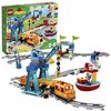 LEGO 10875 DUPLO Güterzug, „Push & Go“-Lok mit Lichtern und Geräuschen, Funktionssteinen und 2 Kranen, Spielzeug für Kinder ab 2 Jahren