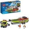 LEGO City Super véhicules, Le transport du bateau de course, Camion à remorque et bateau de course, Jouet de bain flottant pour enfants de 5 à 7 ans, 218 pièces, 60254
