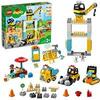 LEGO 10933 DUPLO Town Tower Crane & Construction Vehicle Toys, with Digger, Truck, Light, Sound plus Push & Go Motor, Gift for Boys and Girls age 2 - 5