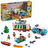 LEGO 31108 Creator 3en1 Vacaciones Familiares en Caravana, Coche Retro o Faro, Juguete de Construcción con Zona de Camping y Animales