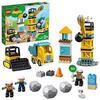 LEGO DUPLO Town Cantiere di Demolizione, Set con Camion Giocattolo, Gru, Scavatore e Bulldozer, Giochi per Bambini di 2+ Anni, 10932