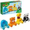 LEGO 10955 DUPLO My First Il Treno degli Animali, con Elefante, Tigre, Panda e Giraffa, Giochi Educativi per Bambini e Bambine da 1,5 Anni, Idee Regalo