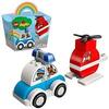 LEGO DUPLO Elicottero Antincendio e Auto della Polizia, Giochi Bambini 1,5+ Anni, Set da Collezione, Abilità Motorie, 10957