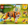 LEGO Creator 3 in 1 Tigre Maestosa, Si Trasforma in Panda o Pesce, Giocattolo Creativo con Animali, Regalo 9+ Anni, 31129