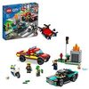 LEGO City Fire Soccorso Antincendio e Inseguimento della PoliziaCamion Pompieri Giocattolo con Auto e Moto per Bambini60319