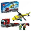 LEGO 60343 City Great Vehicles Trasportatore di Elicotteri di Salvataggio, Camion Giocattolo, Giochi per Bambini e Bambine dai 5 Anni in su
