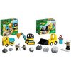 LEGO 10931 DUPLO Town Truck & Tracked Excavator Construction Vehicle Toy & 10930 DUPLO Town Bulldozer Construction Vehicle Toy Set for Toddlers 2+ Years Old, Early Development Fine Motor Skills
