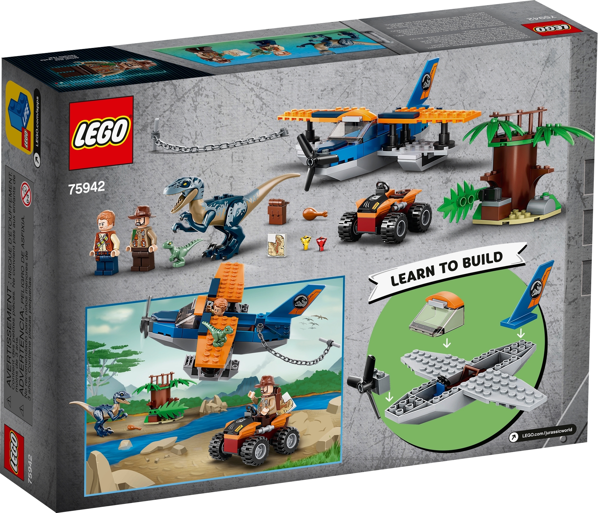 LEGO 75942 JURASSIC WORLD VELOCIRAPTOR BIPLANO missione di salvataggio NUOVO Set Di Costruzione 