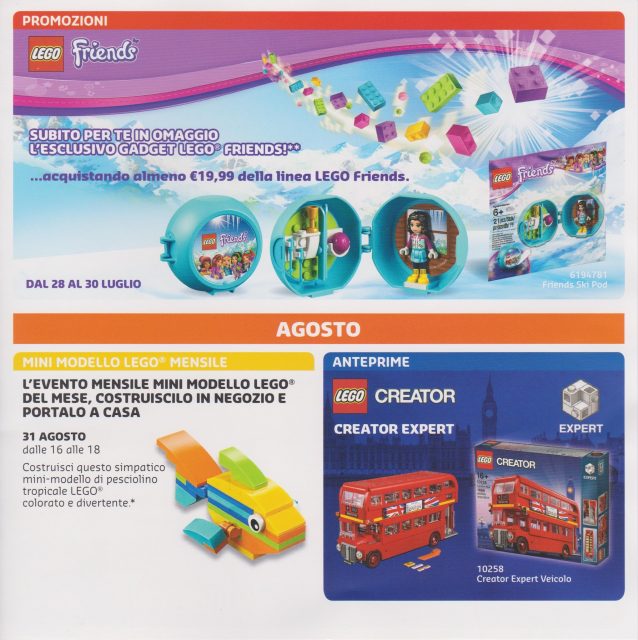 Promozioni LEGO Store Luglio Agosto 2017