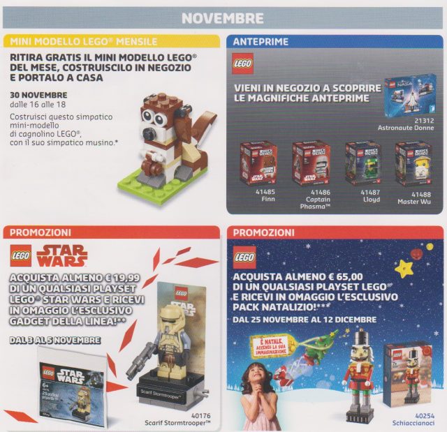  Promozioni LEGO Store Italia Novembre Dicembre 2017 