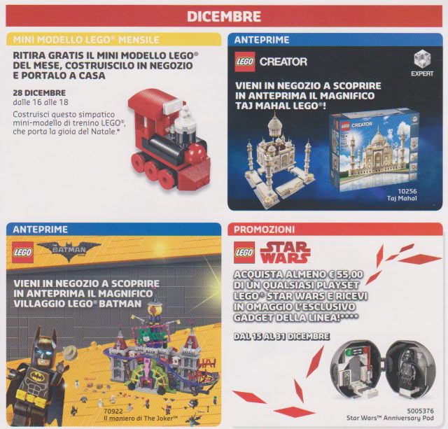  Promozioni LEGO Store Italia Novembre Dicembre 2017 