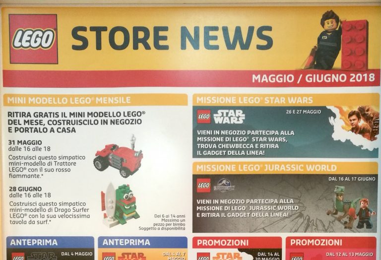 Promozioni LEGO Store Italia Maggio Giugno 2018