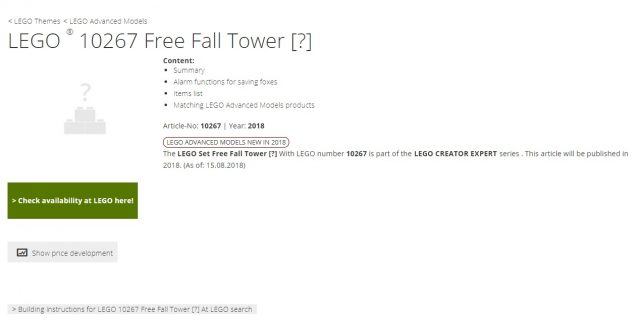 LEGO Creator Free Fall Tower (10267) Listino