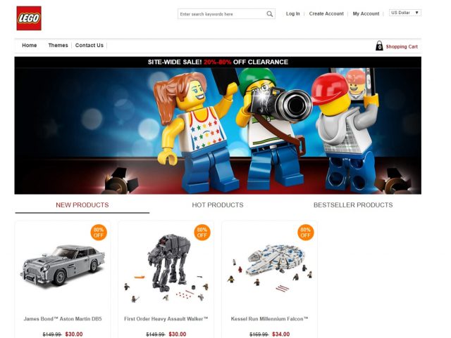 Un sito web LEGO fasullo