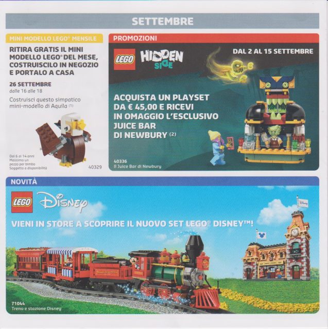 Promozioni LEGO Store Italia Settembre Ottobre 2019