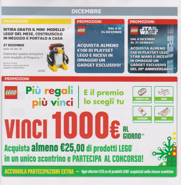 Promozioni LEGO Store Italia Novembre Dicembre 2019