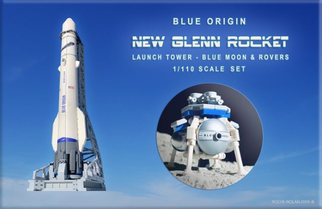 Blue Origin New Glenn Rocket, Launch Tower & Blue Moon Lander