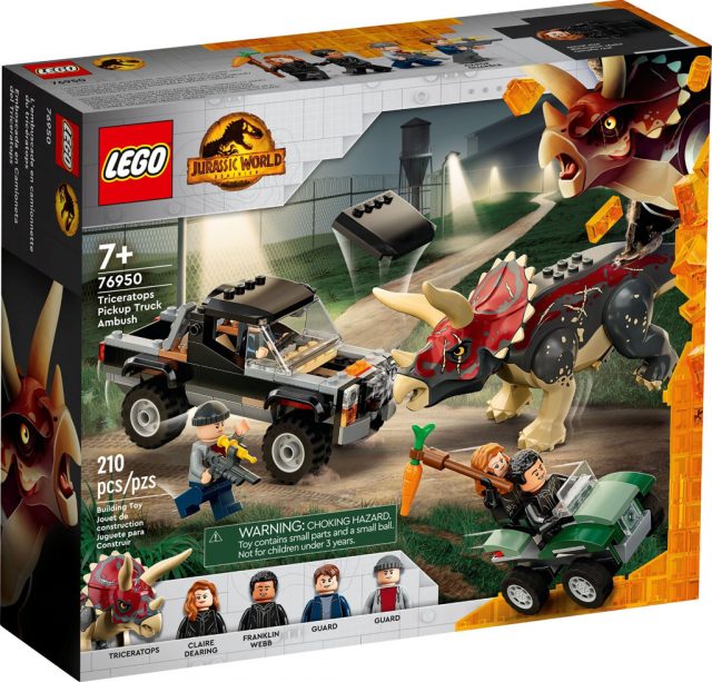 LEGO-Jurassic-World-Dominion-Triceratops-Pick-up-Truck-Ambush-76950