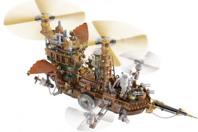 motorized steampunk skyship