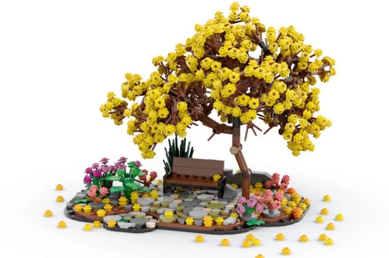 LEGO Ideas Golden Trumpet Tree With Park Bench Raggiunge 10.000 Sostenitori